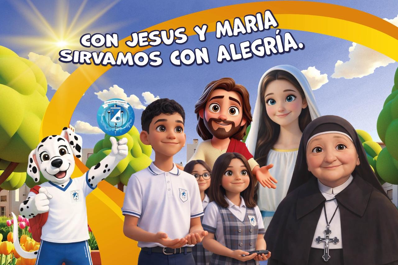 Con Jesús y María sirvamos con alegría — lema del Colegio Nuestra Señora de Nazareth