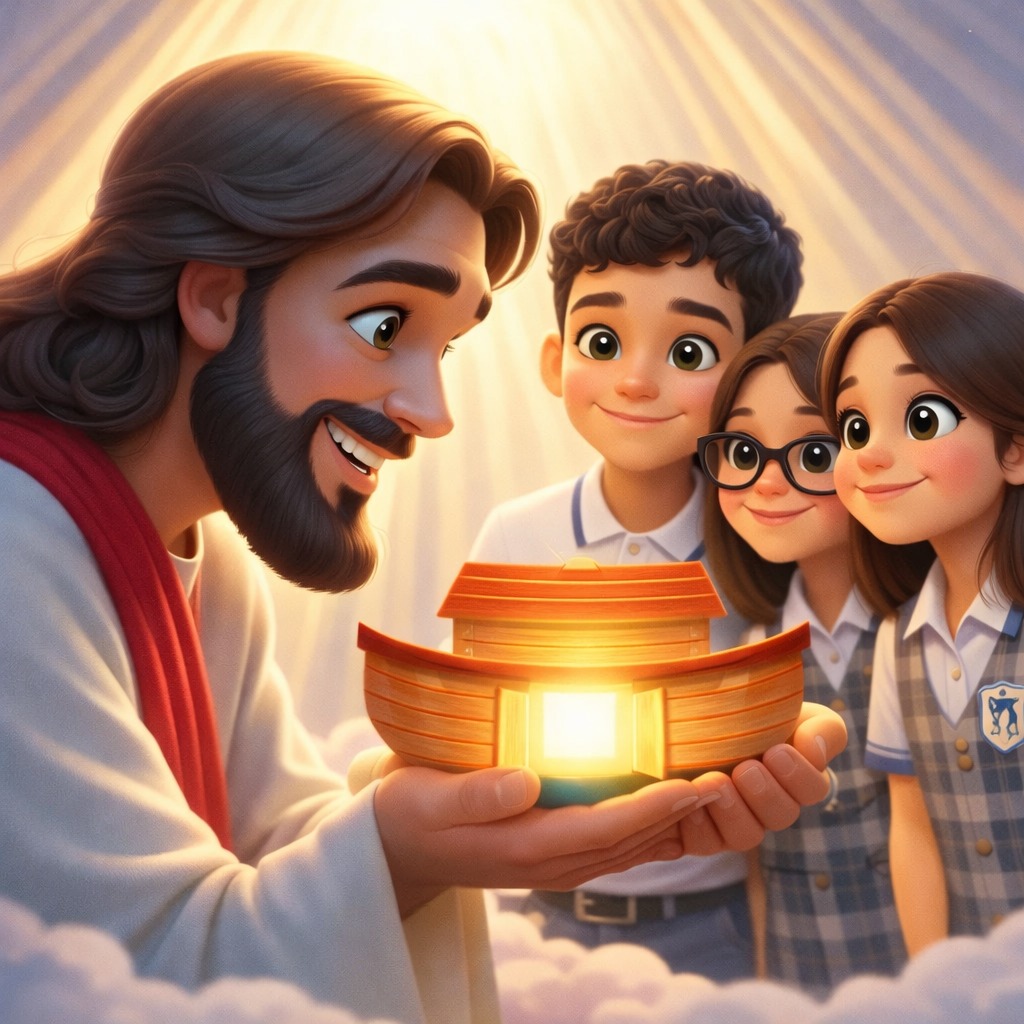 Jesús compartiendo la luz con los niños de Nazareth